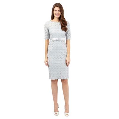 Debut Silver grey beaded Pearla Lace dress
